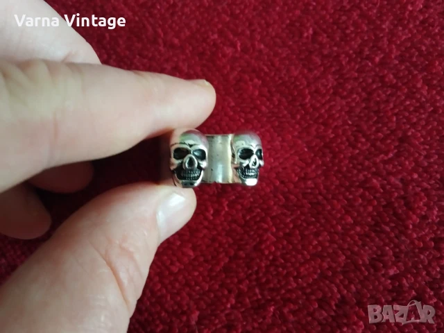 Мъжки пръстен с черепи. CROOP., снимка 4 - Пръстени - 51080121