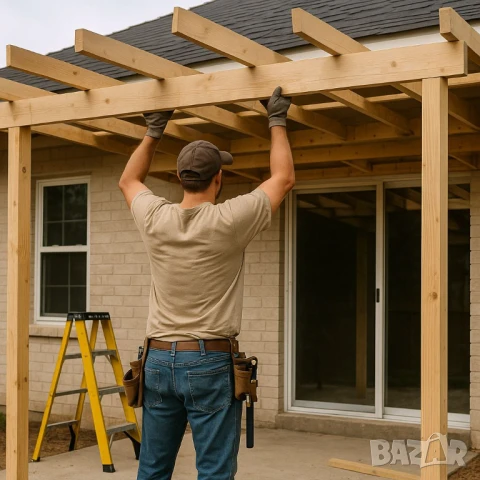 Изграждане на дървени конструкции – Навеси, Веранди, Тераси, Гаражи  и други.