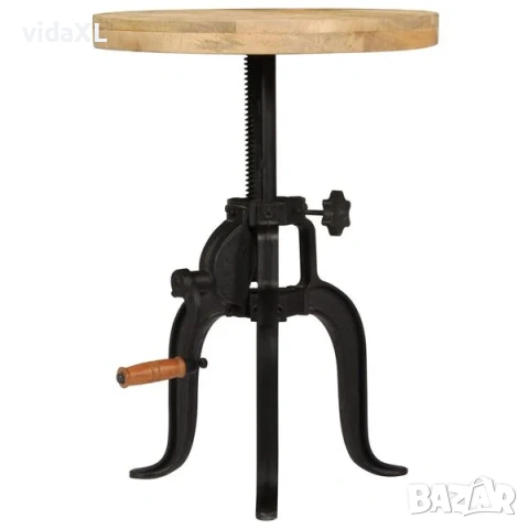 vidaXL Странична маса, 45x(45-62) cм, мангово дърво масив и чугун(SKU:247587), снимка 2 - Маси - 53321902