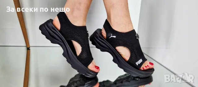 Puma Дамски Черни Сандали С Метален Акцент Пума Код P606, снимка 3 - Сандали - 50427878