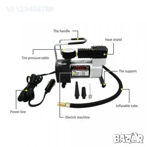 Мощен метален компресор за помпане на автомобилни гуми, снимка 3 - Аксесоари и консумативи - 50851966