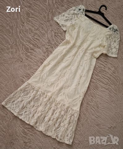 ИЗКЛЮЧИТЕЛНО КРАСИВА бяла дантелена рокля , снимка 8 - Рокли - 46436771