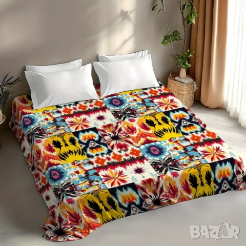 Страхотна покривка за легло бохемски стил 100% памук 229 на 259 см, снимка 2 - Покривки за легло - 51763697
