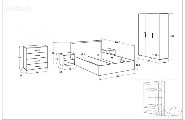 Спален коплект от 5 части, снимка 12 - Спални и легла - 52683704