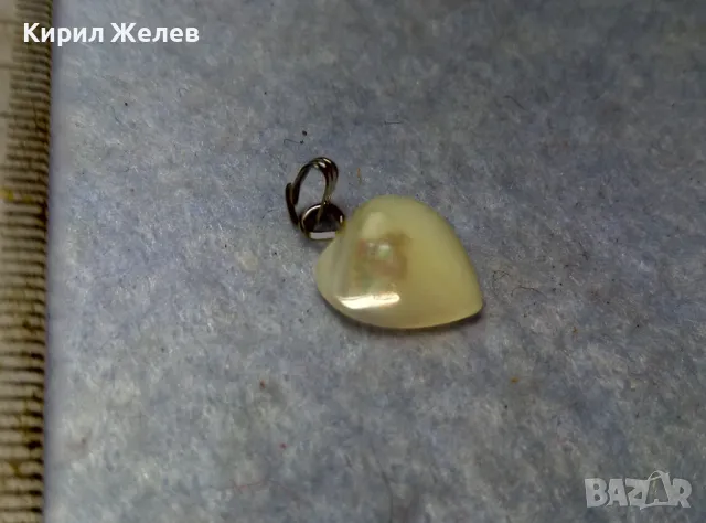 РОМАНТИЧЕН СЪРЦЕВИДЕН СЕДЕФЕН МЕДАЛЬОН БЕЛ ЕПОК СТИЛ с ХАЛКИЧКА от БЛАГОРОДНА СТОМАНА 5554, снимка 5 - Колиета, медальони, синджири - 49682632