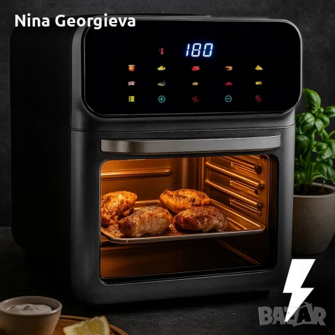 Еър фрайър и фурна 2-в-1 , XXL Капацитет 8.5L, 1350W, 10 Програми, LED Тъч дисплей, снимка 2 - Фритюрници - 53850158