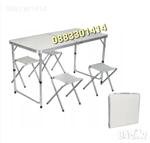 Комплект Сгъваема Маса със столове 120х60х70 , снимка 3 - Градински мебели, декорация  - 50280446