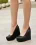 Обувки на платформа - черна кожа - SLK90 , снимка 1