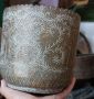 Гравирана метална купа / ваза, метал месинг бронз, стара, снимка 4