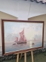 Прекрасна голяма антикварна авторска картина масло върху платно , снимка 6