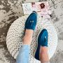 Комфортни дамски мокасини в тюркоазен цвят от естествен велур с красив и нежен аксесоар, снимка 1 - Дамски ежедневни обувки - 45082465