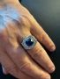 Стилен мъжки пръстен с син камък и циркони. НОВ, снимка 1