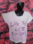 Бледо розова широка тениска с декорация камъчета и надпис 2ХЛ, снимка 1