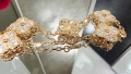 Van Cleef & Arpels VCA 5 Motifs Rose Gold Diamonds Vintage Alhambra Дамска Гривна, снимка 6