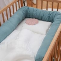 ПРОМО! Комплект за бебе от лен Babyly - син, снимка 3 - Спално бельо и завивки - 45956843