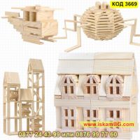 Конструктор от дървени блокчета за момичета и момчета от 300 части - КОД 3669, снимка 11 - Конструктори - 45081186