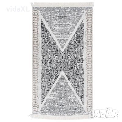 vidaXL Килим, черно и сиво, 120x180 см, памук(SKU:340090, снимка 1