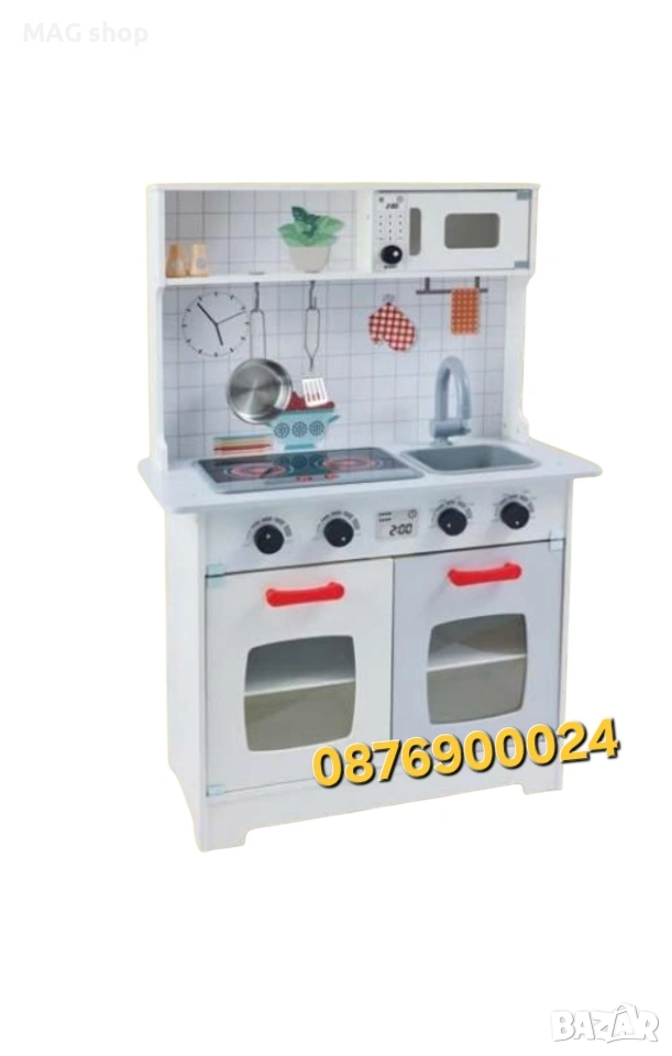 ПРОМО! ДЪРВЕНА Детска кухня с аксесоари Реалистична + звук светлина, снимка 1