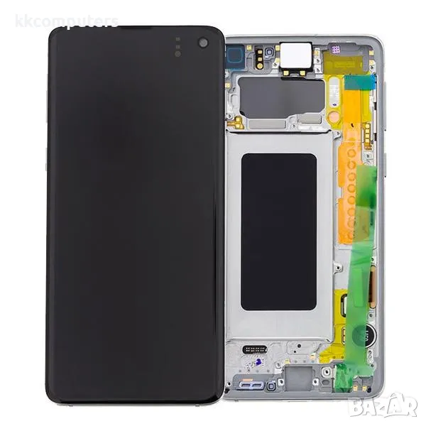 LCD Дисплей С РАМКА за Samsung SM-G973F Galaxy S10 / GH82-18850B / Бял / Оригинал Service Pack Барко, снимка 1