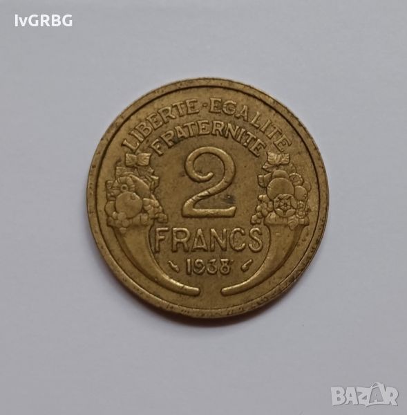 2 франка Франция 1938 Френска монета 2 франка 1938 Франция , снимка 1