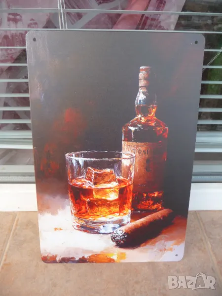 Метална табела уиски отлежало маркова пура кубинска лед ръчно направена, снимка 1