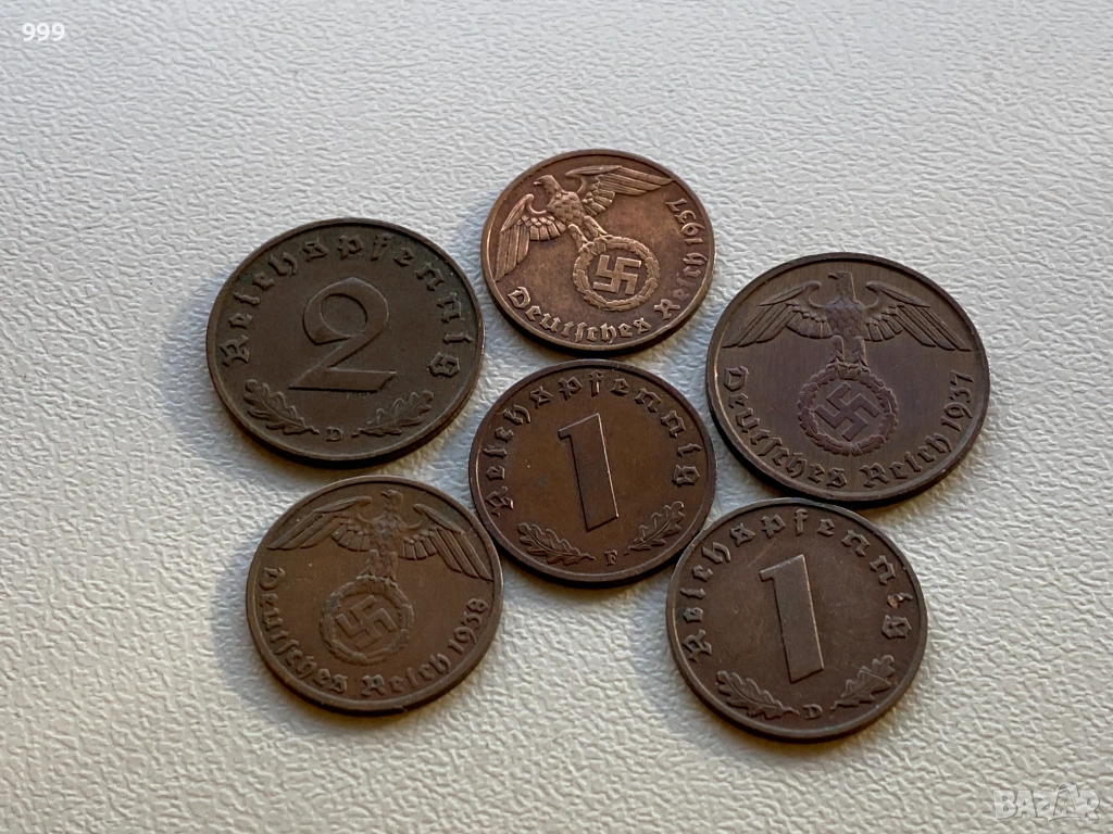 1 и 2 пфенига (райхспфенига) 1937, 1938 Германия - Трети Райх, снимка 1