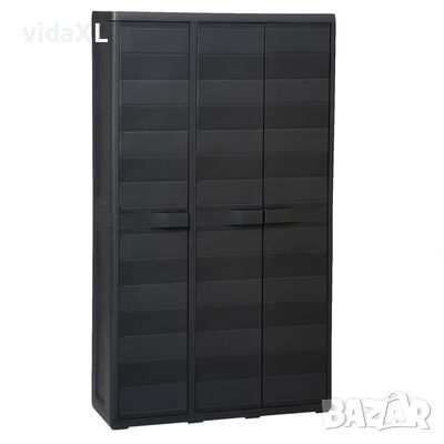 vidaXL Градински шкаф за съхранение с 4 рафта, черен(SKU:43700, снимка 1
