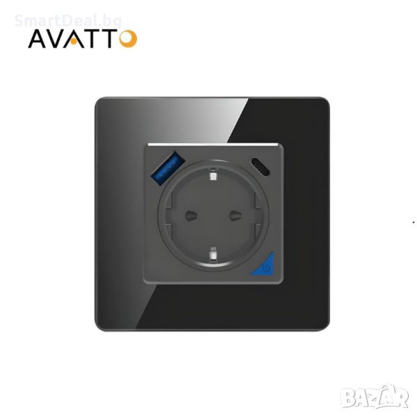 AVATTO N-WOT10-USB-B Интелигентен стенен контакт – 16A EU, снимка 1
