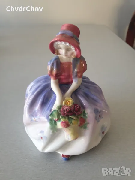 Колекционерска много стара английска порцеланова фигура Royal Doulton Monica/1931 статуетка 10см , снимка 1