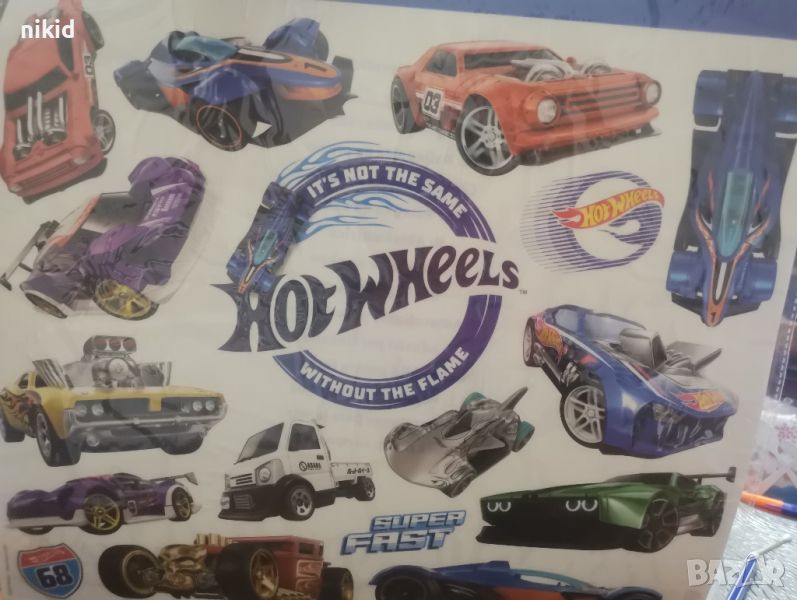 Hot Wheels Хот Уилс кола коли самозалепващи лепенки стикери стикер за стена мебел детска стая и др, снимка 1