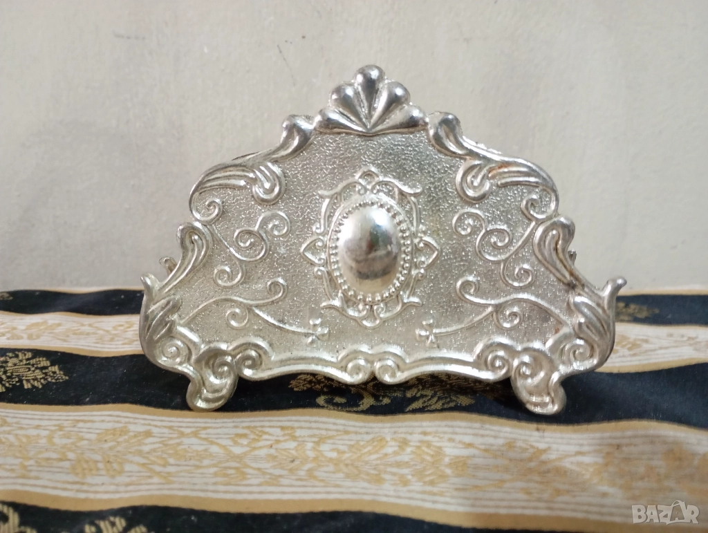 Посребрен винтидж салфетник, снимка 1