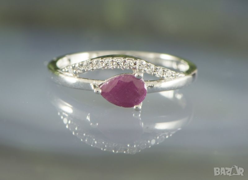 Сребърен пръстен с натурален Рубин размер 26, снимка 1