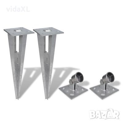 vidaXL Клинове за подсилващи стълбове, 2 бр, стомана（SKU:140594, снимка 1