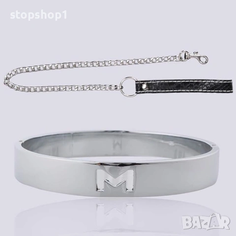 Метална огърлица с О-пръстен/колие с верижка за врата, комплект за обвързване, робски фетиш, косплей, снимка 2 - Колиета, медальони, синджири - 53862932