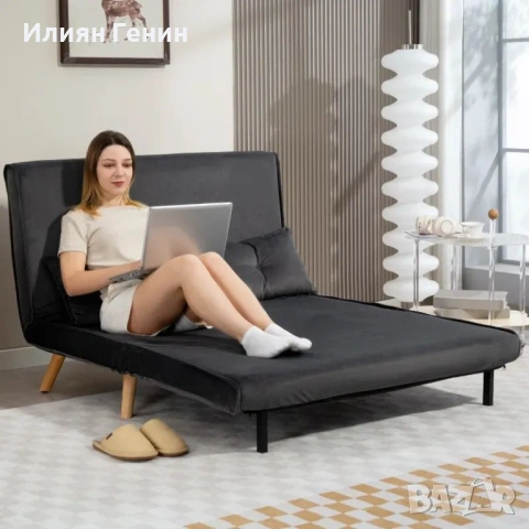 HOMCOM 2-местен разтегателен диван, снимка 4 - Дивани и мека мебел - 54021718