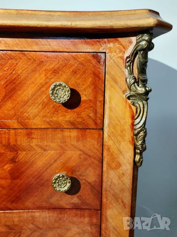 Скрин със 7 чекмеджета бронзов обков, флорална интарзия в стил ЛУИ XVI, снимка 5 - Скринове - 45320001