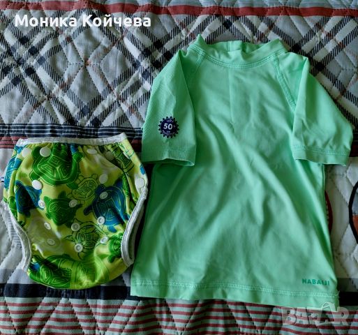 Бански 0-36 м и  тениска с UV 50+ защита, снимка 1 - Детско бельо и бански  - 46333364