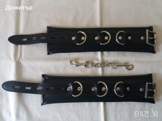 Белезници от еко кожа в черно, снимка 3 - Други - 54248131