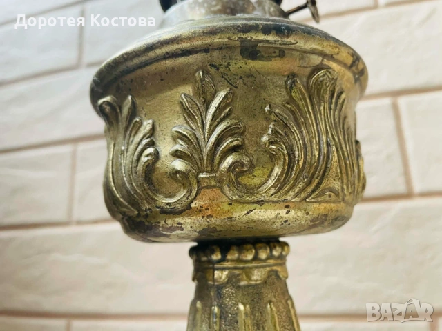 Красива голяма месингова лампа от Англия, снимка 14 - Антикварни и старинни предмети - 53398702