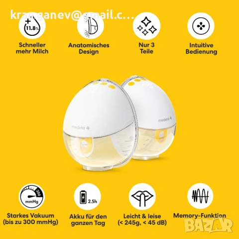 Преносима електрическа помпа за кърма Medela Motion InBra, снимка 10 - Помпи за кърма - 53745932