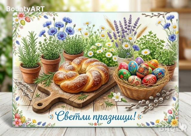 Персонализирана стъклена дъска. Подарък за Великден, снимка 2 - Аксесоари за кухня - 54001837