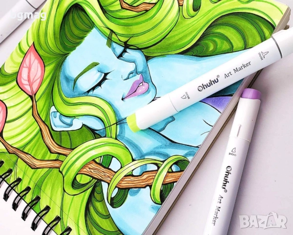 Ohuhu скицник 225x210 mm,със спирала,120 страници/60 листа-200g/m²-Твърди корици-Блок за рисуване, снимка 12 - Ученически пособия, канцеларски материали - 52186926