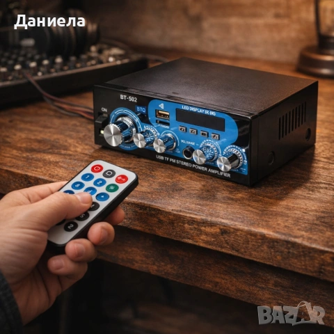 Аудио усилвател с МР3 плейър, LCD дисплей и дистанционно управление – 30W+30W, снимка 3 - Ресийвъри, усилватели, смесителни пултове - 53783124