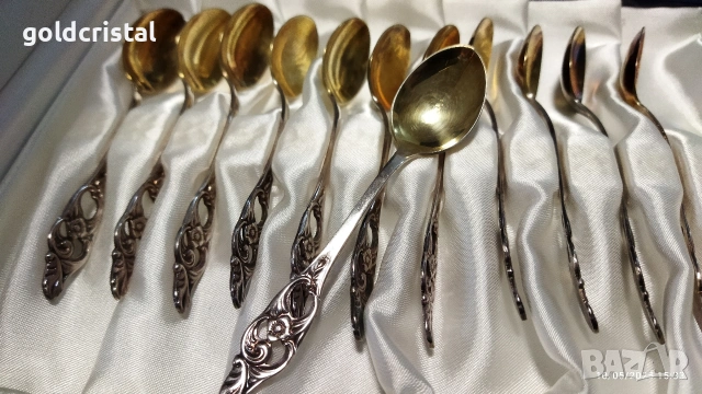 стари посребрени позлатени лъжички , снимка 2 - Антикварни и старинни предмети - 43689710