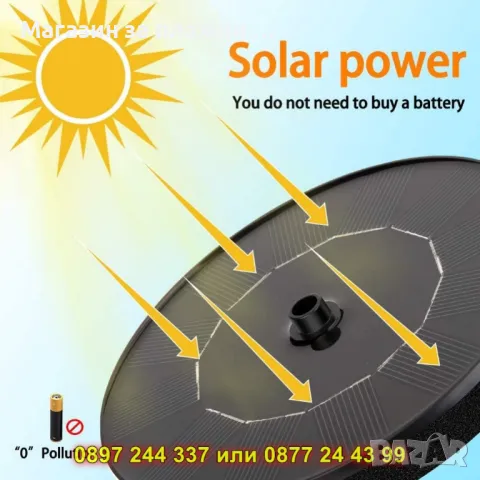 Градински соларен фонтан - КОД 2877, снимка 7 - Градински мебели, декорация  - 50080602