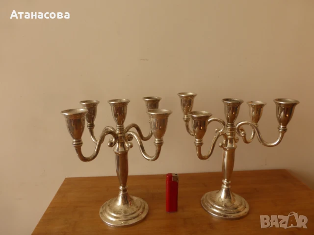 Два посребрени каминни свещника за по 5 свещи