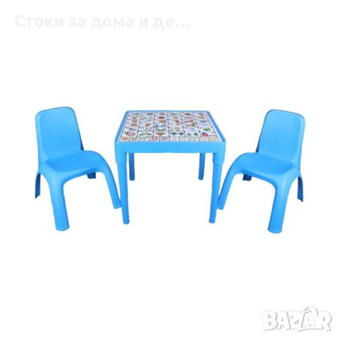 ✨Детска маса с Българската азбука и две столчета - различни цветове (синя, зелена, розова, жълта) , снимка 1 - Образователни игри - 46477141