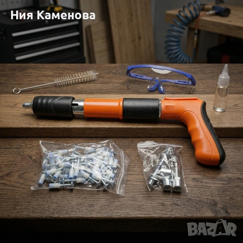 Професионален пистолет за забиване на пирони + 50 броя пирона, снимка 3 - Други инструменти - 54057432