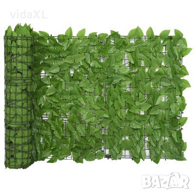 vidaXL Балконски параван със зелени листа, 500x75 см(SKU:315497