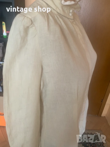 Ленена елегантна риза в екрю, снимка 6 - Ризи - 53813008